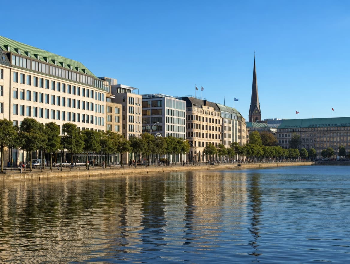 Jungfernstieg an der Binnenalster in Hamburg